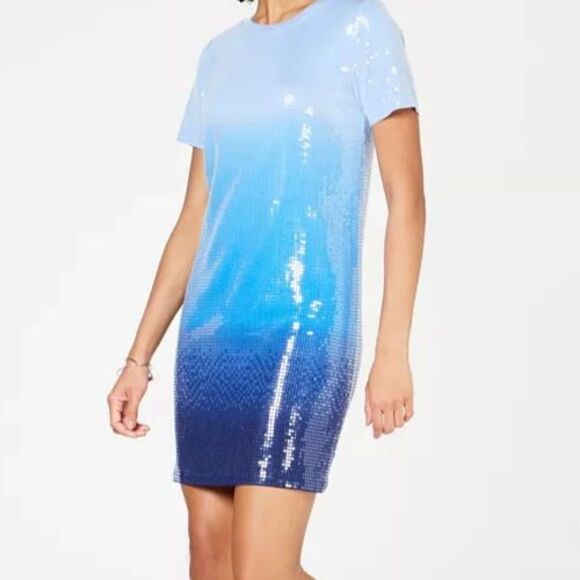 DESIGNER MICHAEL KORS OMBRE' SEQUINS CREWNECK PULLOVER DRESS MED - Picture 12 of 13